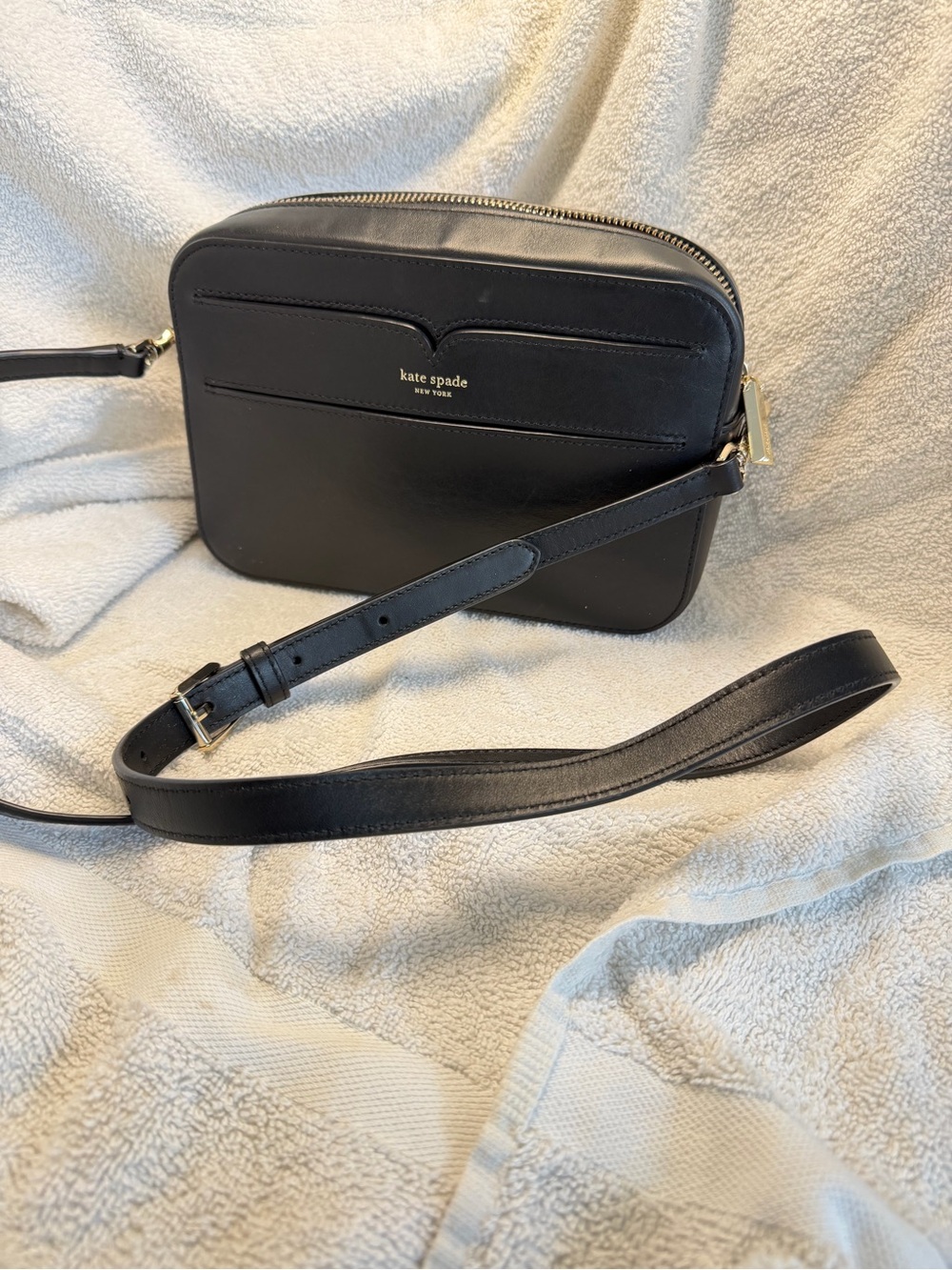 kate spade black leather camera crossbody